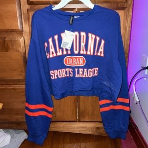 H&M blue long sleeve crop top (brand new with tag)